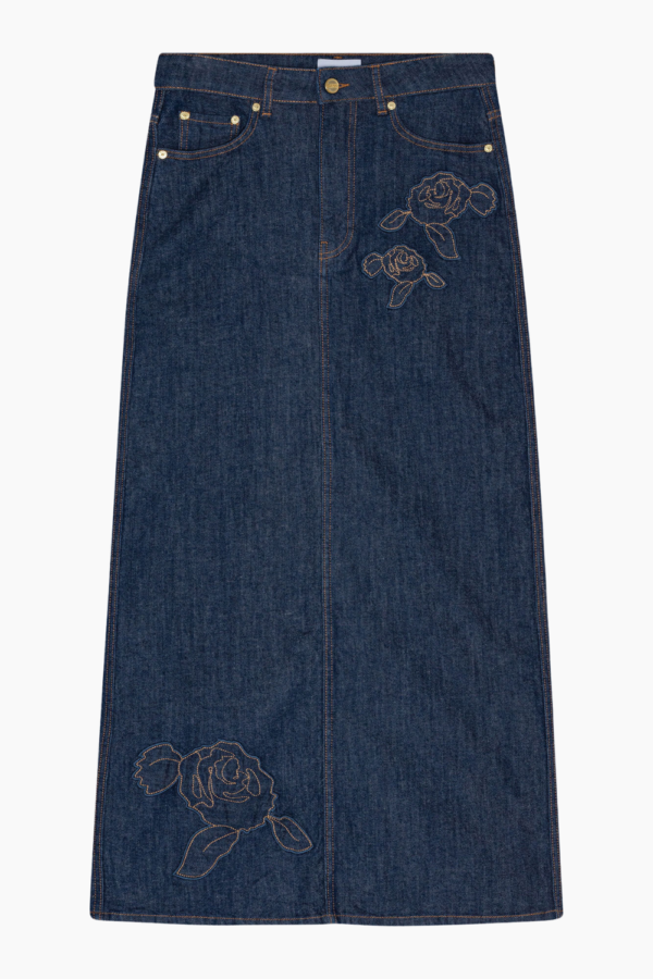 Rinse Stitch Denim Maxi Skirt J1440 - Rinse - GANNI - Blå XS