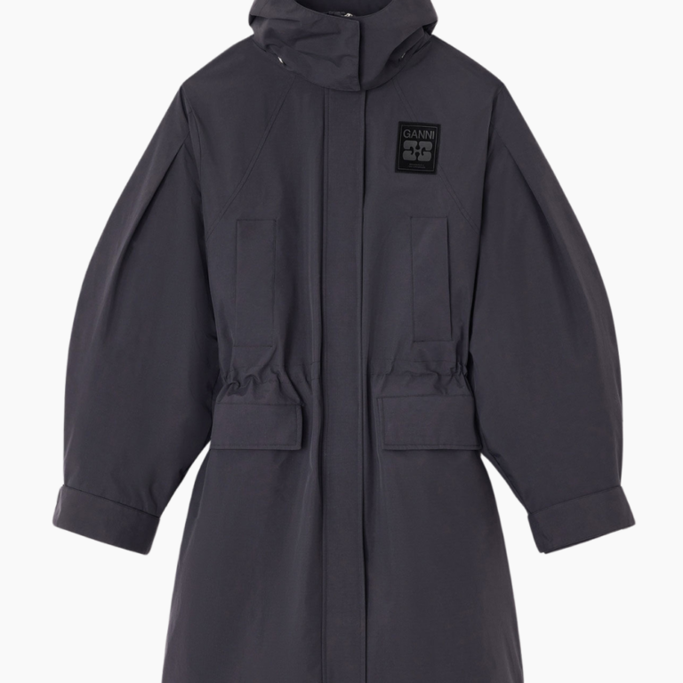 Ripstop Tri-Layer Parka Coat W1012 - Phantom - GANNI - Grå L