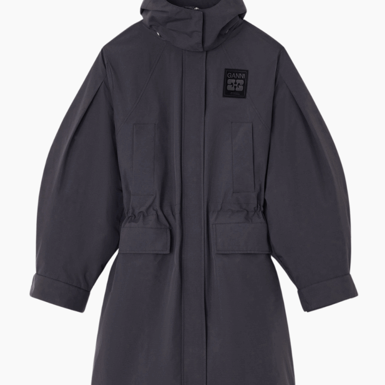 Ripstop Tri-Layer Parka Coat W1012 - Phantom - GANNI - Grå M
