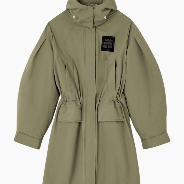 Ripstop Tri-Layer Parka Coat W1013 - Kalamata - GANNI - Grøn L