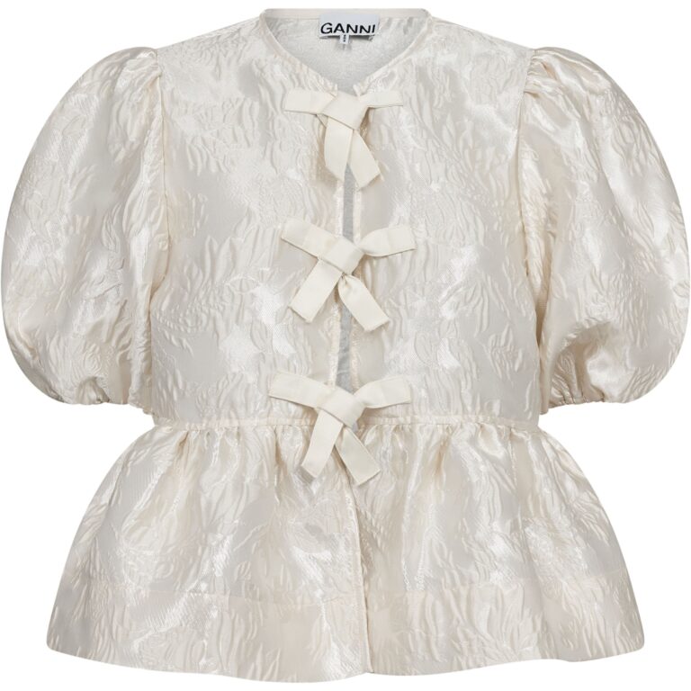 Satin Cloque Peplum Blouse