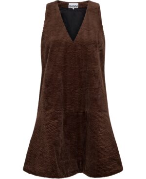 Seersucker Corduroy Vneck Mini Dre