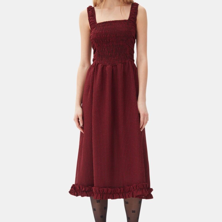 Sheer Fluid Check Midi Strap Smock