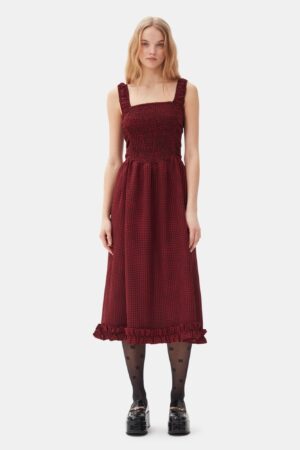 Sheer Fluid Check Midi Strap Smock