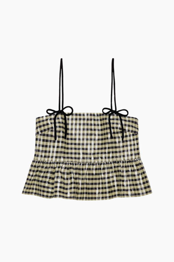 Shiny Check Jacquard Top F9701 - Lemon Icing - GANNI - Ternet S