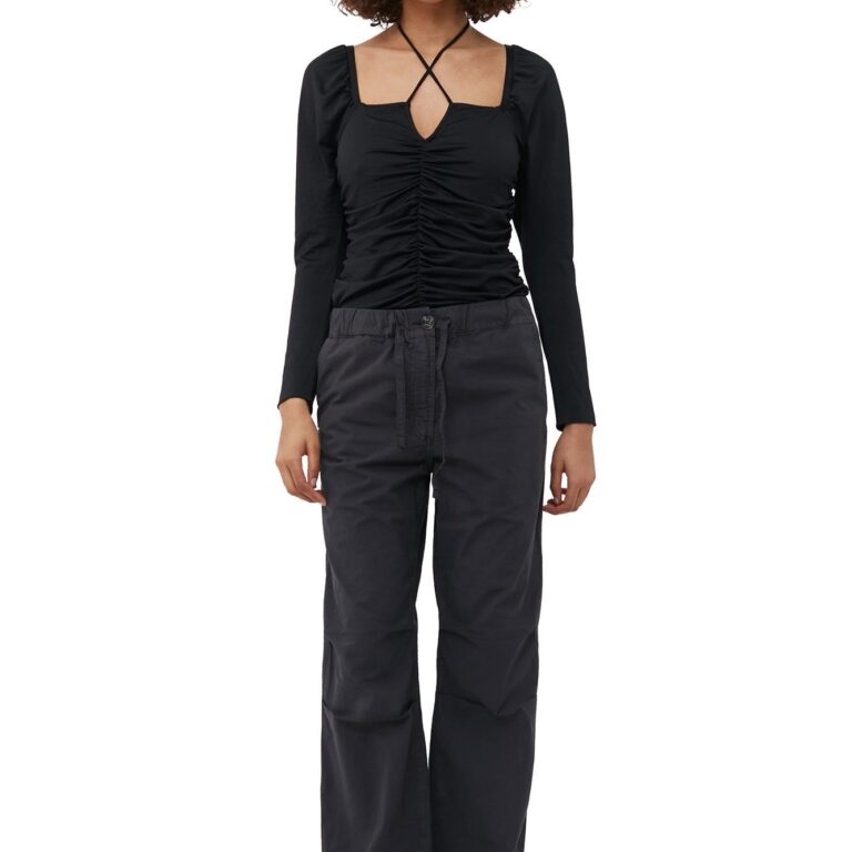 Shiny Crepe Jersey Ruched Blouse