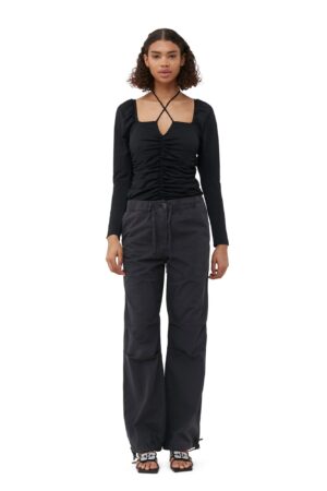Shiny Crepe Jersey Ruched Blouse