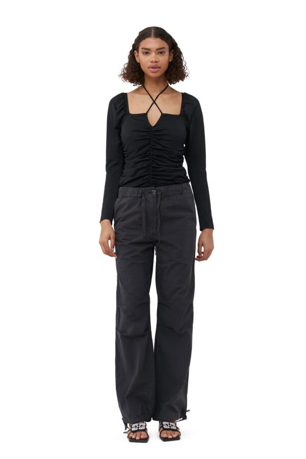 Shiny Crepe Jersey Ruched Blouse