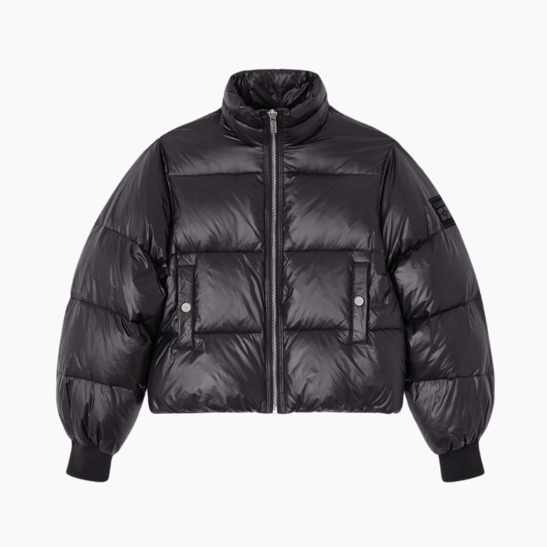 Shiny Nylon Short Puffer Jacket W0957 - Black - GANNI - Sort M