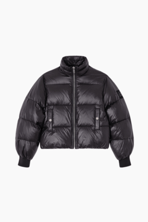 Shiny Nylon Short Puffer Jacket W0957 - Black - GANNI - Sort S