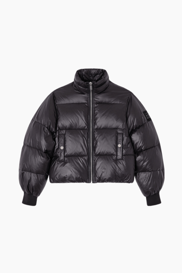 Shiny Nylon Short Puffer Jacket W0957 - Black - GANNI - Sort S