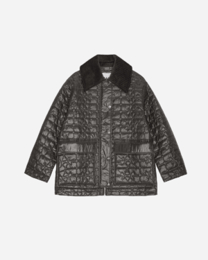 Shiny Quilt Midi Jacket - Phantom