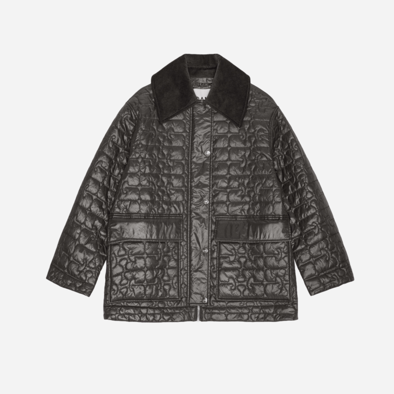 Shiny Quilt Midi Jacket - Phantom