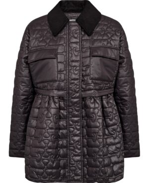 Shiny Quilt Midi Jacket w. Flare