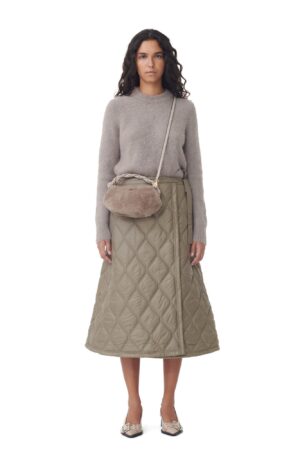 Shiny Quilt Midi Skirt
