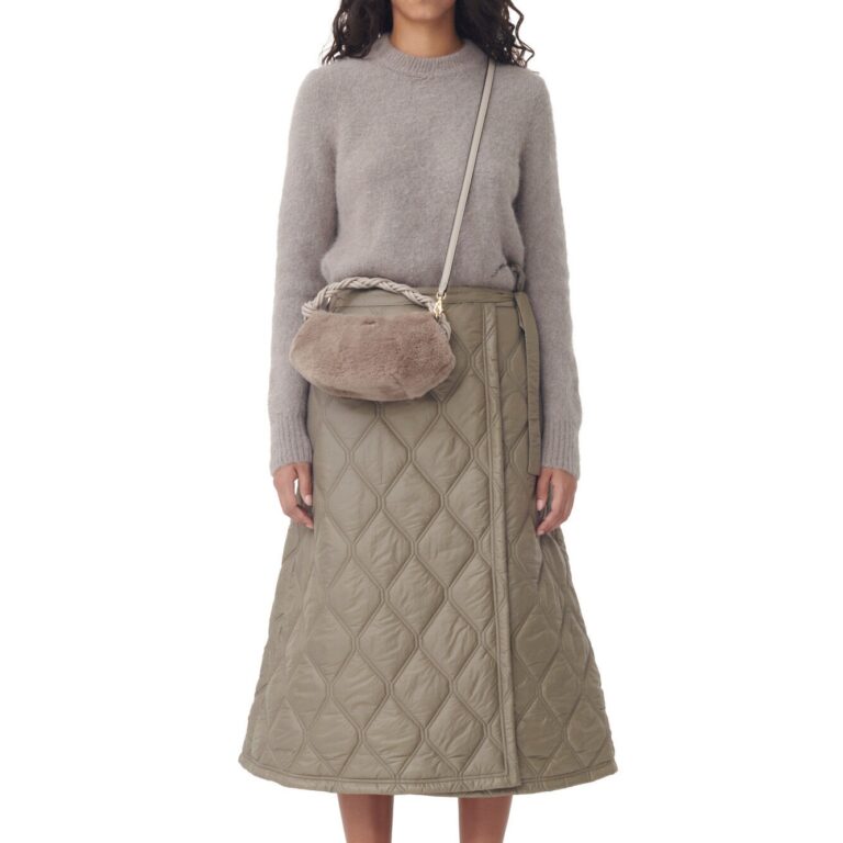 Shiny Quilt Midi Skirt