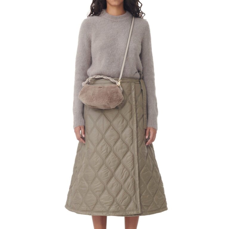 Shiny Quilt Midi Skirt