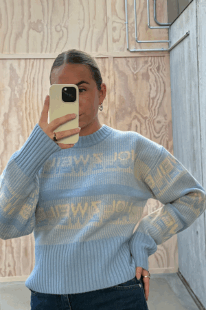 Ski Cropped Crew - Light Blue - Holzweiler - Mønstret XS