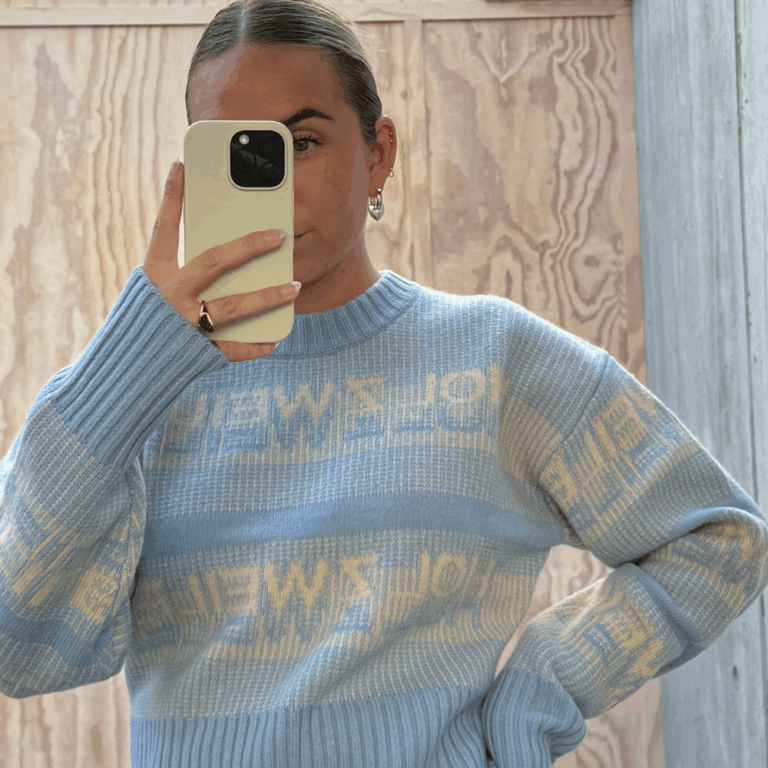 Ski Cropped Crew - Light Blue - Holzweiler - Mønstret XS