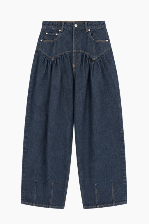 Slub Denim Corset Jeans - Rinse - GANNI
