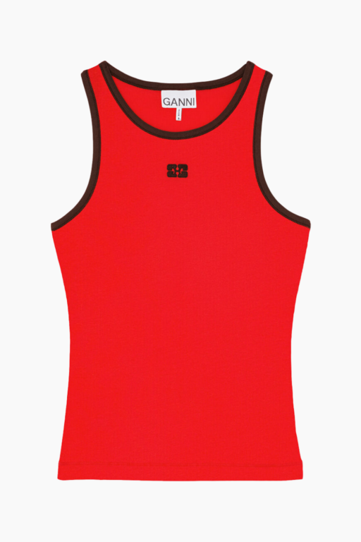 Soft Cotton Rib Tank Top A1040387 - High Risk Red - GANNI