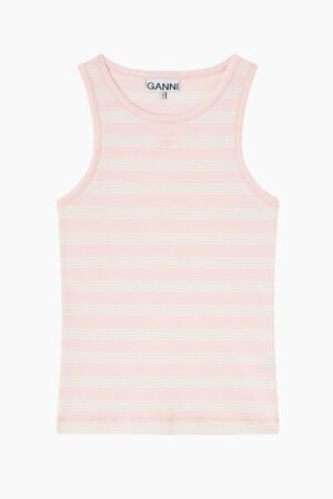 Soft Cotton Rib Tank Top A1050049 - Chalk Pink - GANNI - Lyserød XS