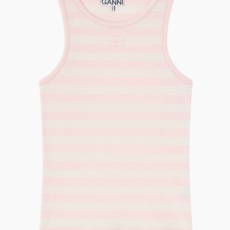 Soft Cotton Rib Tank Top A1050049 - Chalk Pink - GANNI - Lyserød XS
