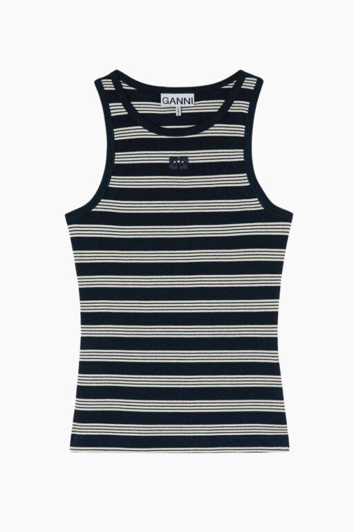 Soft Cotton Rib Tank Top A1050049 - Sky Captain - GANNI