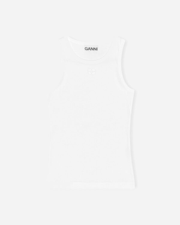 Soft Cotton Rib Tank Top - Bright White