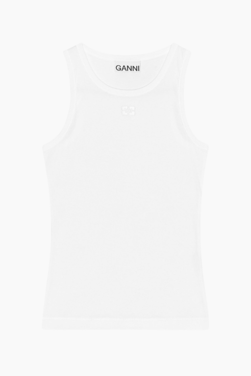 Soft Cotton Rib Tank Top T3897 - Bright White - GANNI