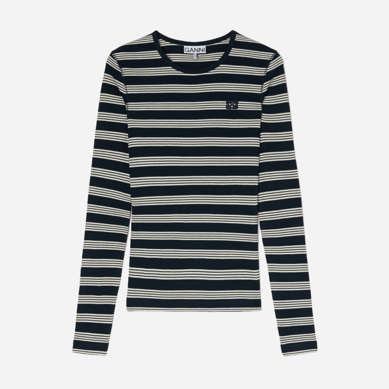 Soft Cotton Stripe Rib Longsleeve - Sky Captain