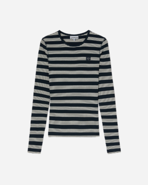 Soft Cotton Stripe Rib Longsleeve - Sky Captain