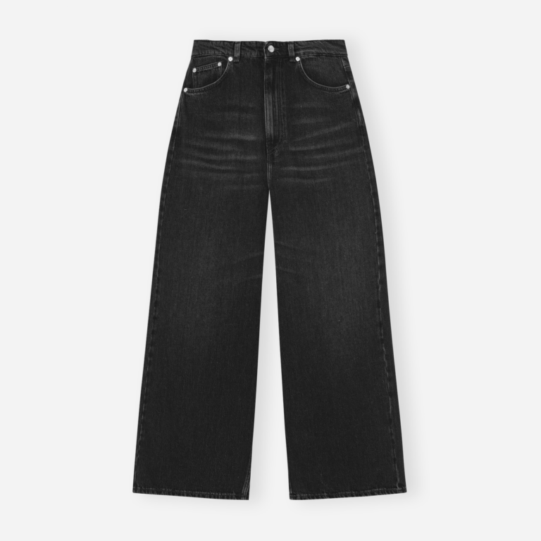 Soft Rigid Denim Baggy Jeans - Black Washed