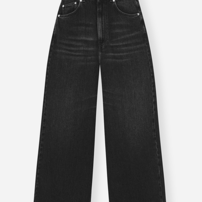 Soft Rigid Denim Baggy Jeans - Black Washed