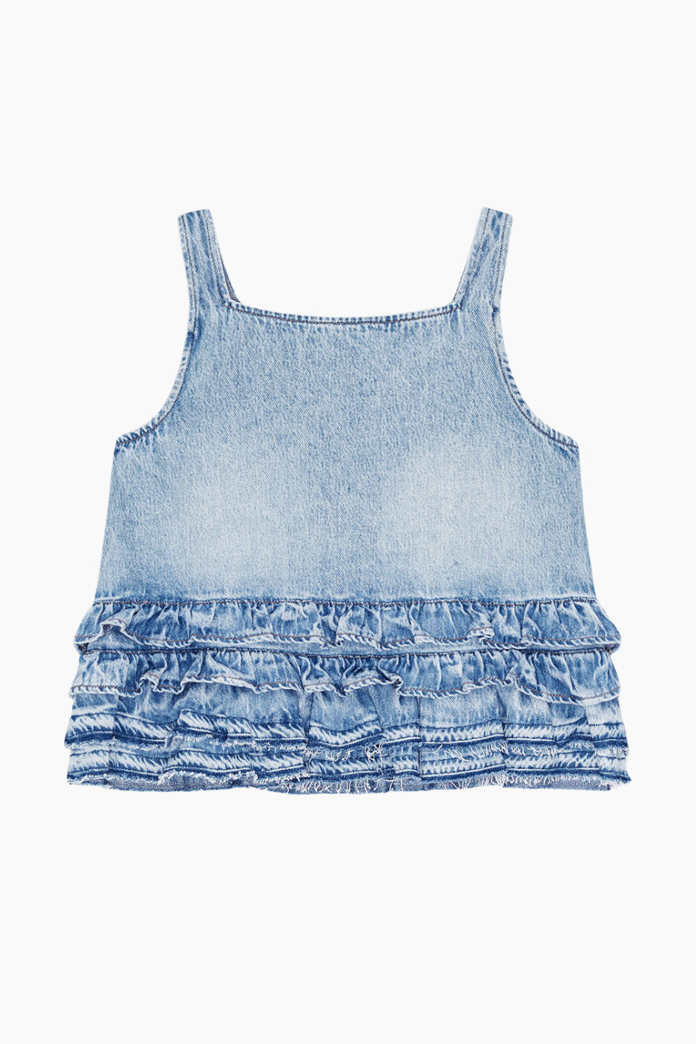 Soft Rigid Denim Frill Top J1818 - Light Blue Stone - GANNI - Blå M