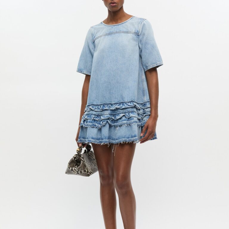 Soft Rigid Denim Open Back Frill Mi