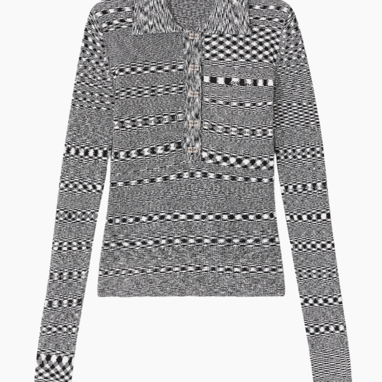 Spacedyed Polo K2606 - Black - GANNI - Mønstret XS