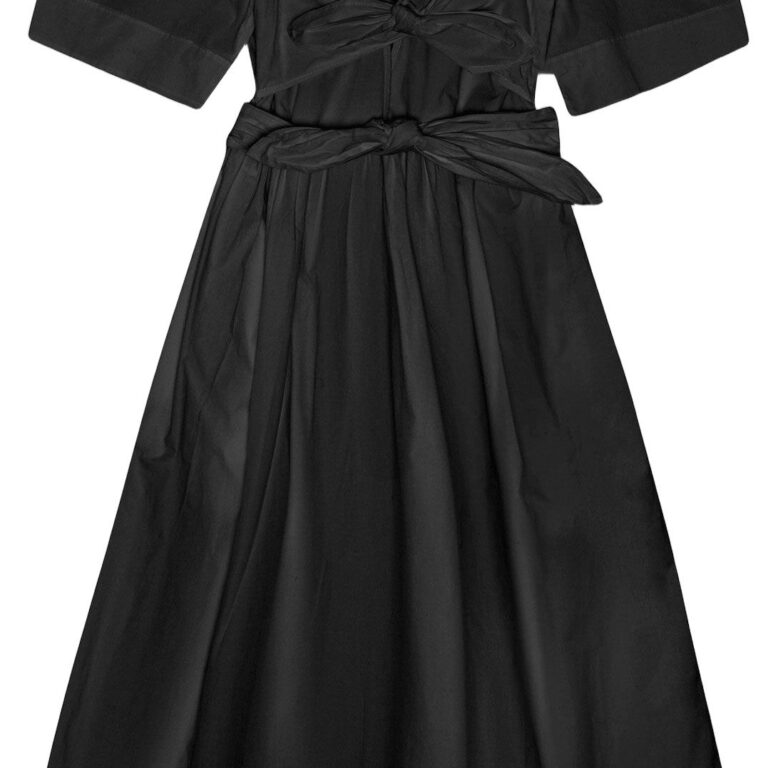 Stretch Cotton Tie Strap Midi Dress