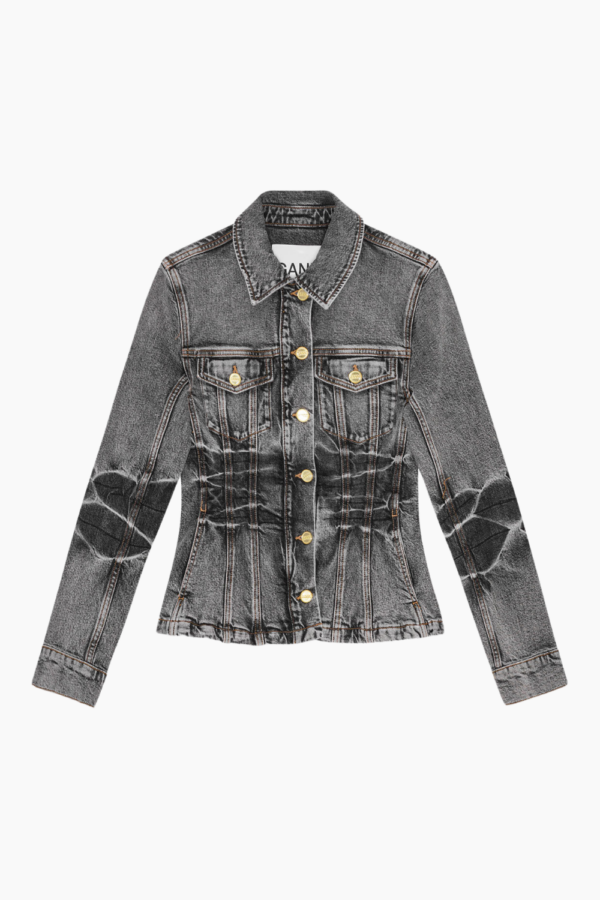 Stretch Future Denim Fitted Blazer J1693 - Black Washed - GANNI - Sort XS