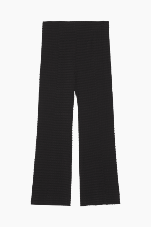 Stretch Seersucker Cropped Pants F8299 - Black - GANNI - Sort XS