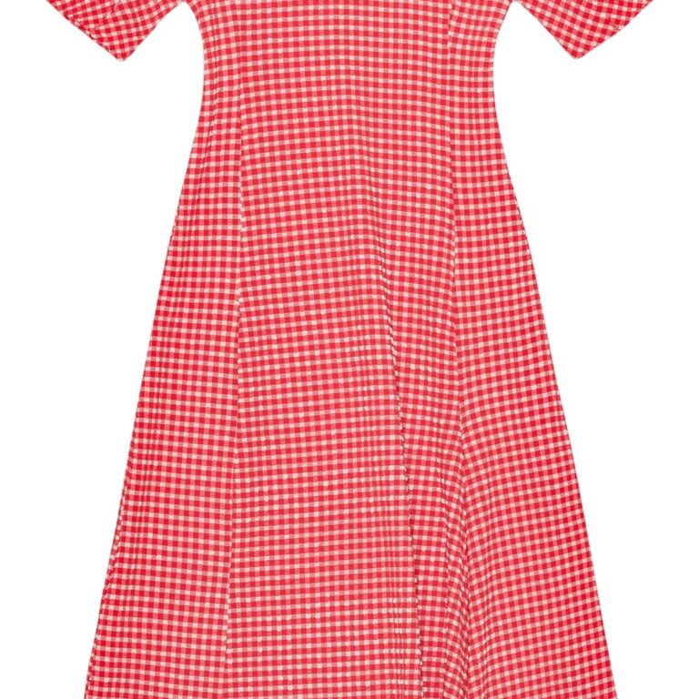 Stretch Seersucker Slit Long Dress