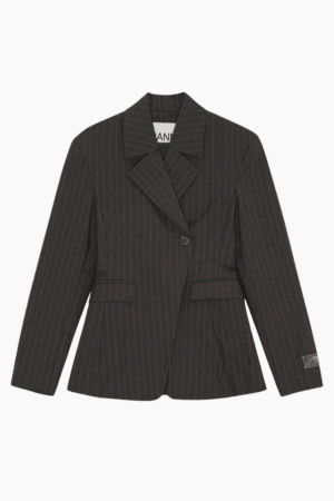 Stretch Stripe Blazer W0578 - Phantom - GANNI - Stribet XS
