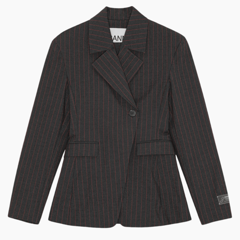 Stretch Stripe Blazer W0578 - Phantom - GANNI - Stribet XS