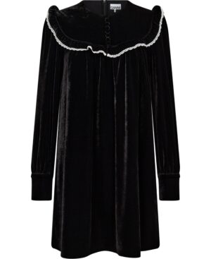 Stretch Velvet Jersey Collar Mini D