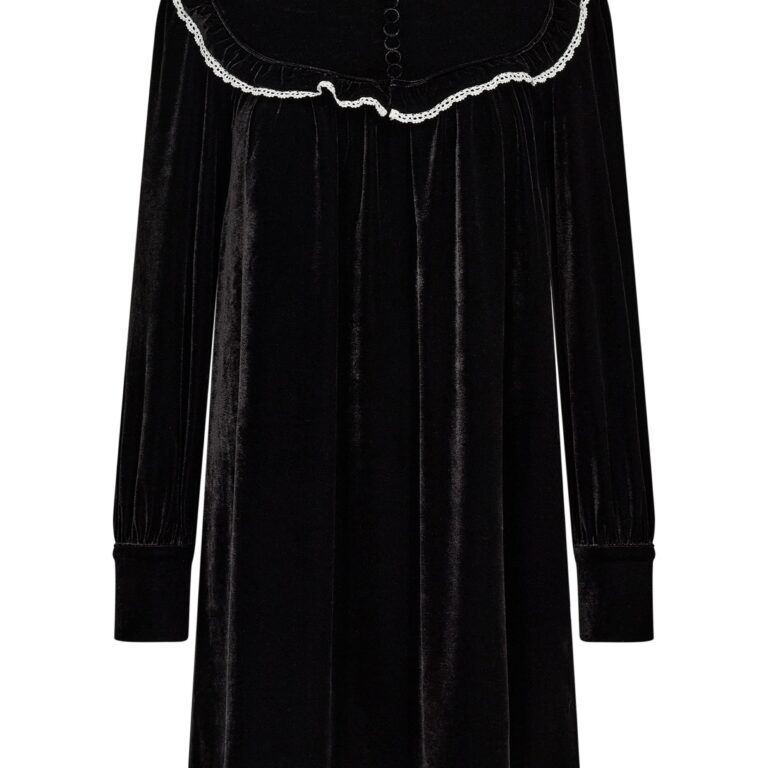 Stretch Velvet Jersey Collar Mini D