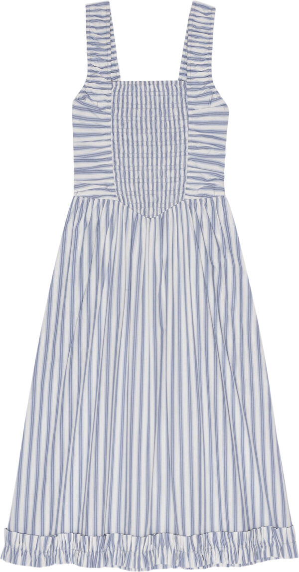 Stripe Cotton Midi Strap Smock Dres