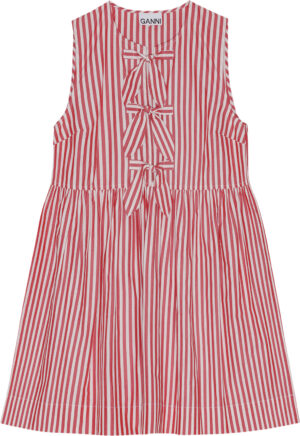 Stripe Cotton Mini Bow Tie Dress