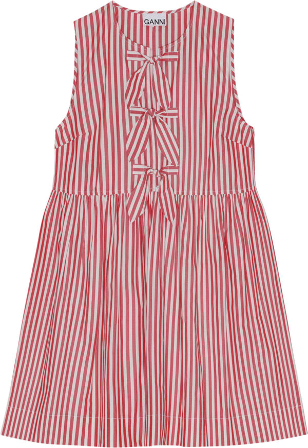 Stripe Cotton Mini Bow Tie Dress