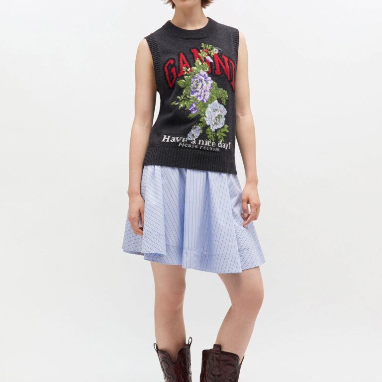 Stripe Cotton Mini Circle Skirt