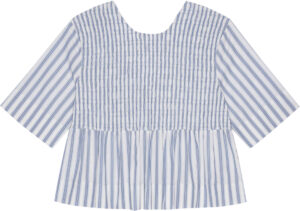 Stripe Cotton Open Back Smock Blous